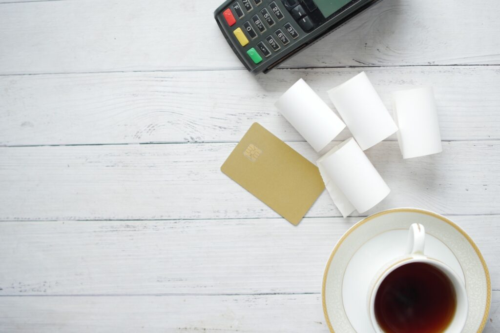 vecteezy pos machine and long roll paper on blue 19136790